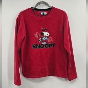 Peanuts Vintage Y2K Snoopy Ski Peanuts Red Long Sleeve Top Size Large